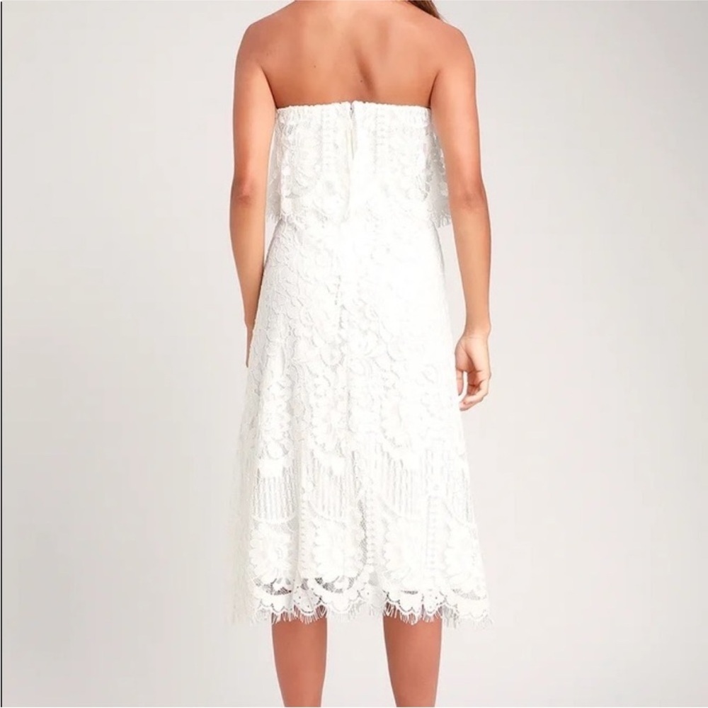 Lulus Delia White Lace Strapless Midi Dress NWT Size M - Picture 15 of 16